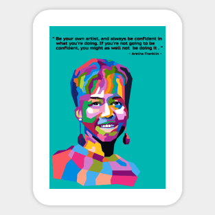 Abstract Aretha Franklin and her best quotes in WPAP Sticker
